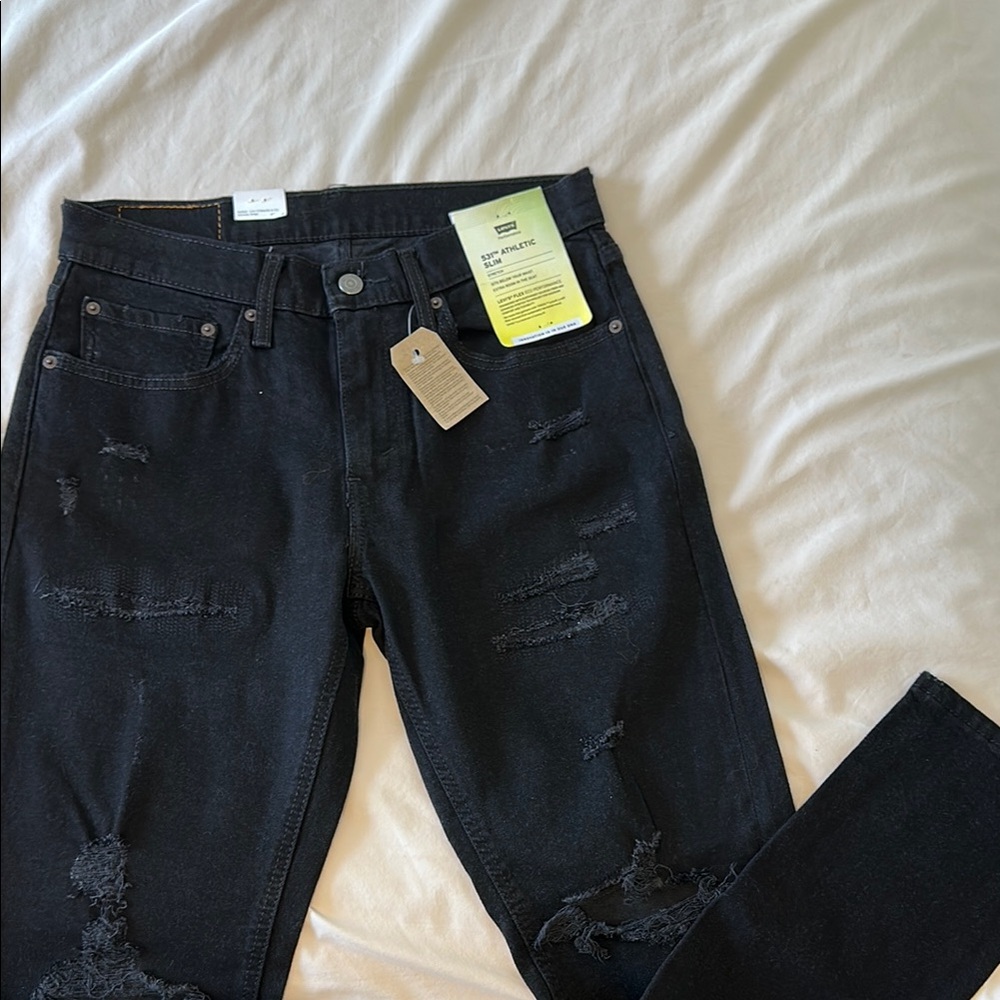 MENS LEVIS Black Distressed Jeans